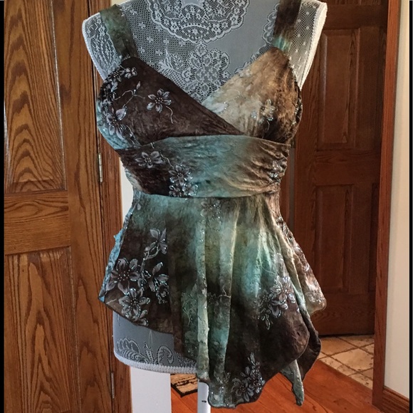 CRUSHED VELVET FEEL! VERY SOFT!TURQUOISE AND BROWNS, SOFT AND VELVETY! ENC❗️ - Picture 2 of 8